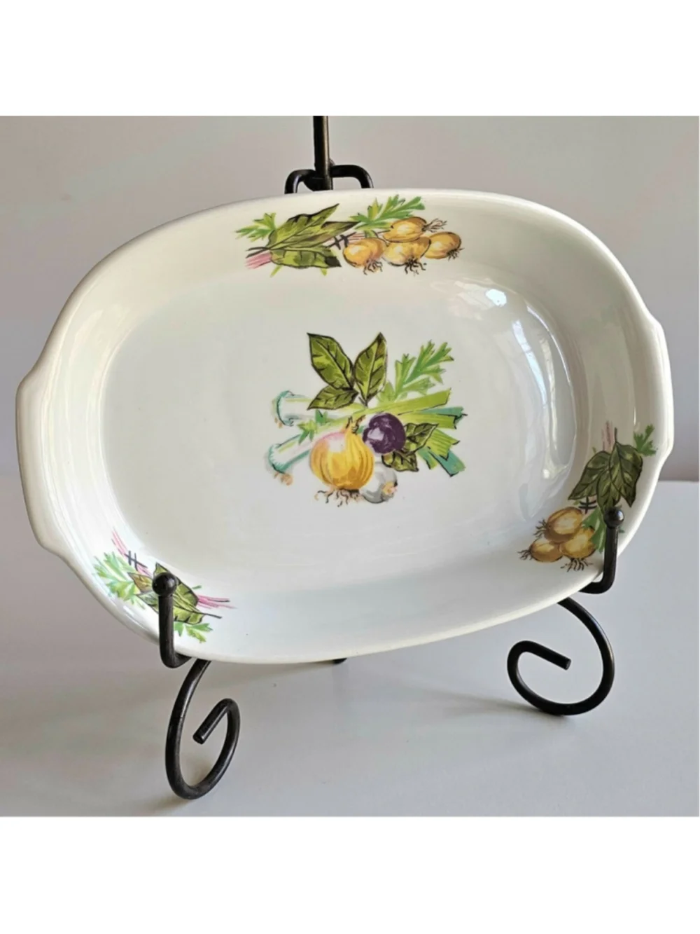 Haviland Limoges Aluminite Frugier Oval Casserole Baker Dish, Onion Harvest 9.5